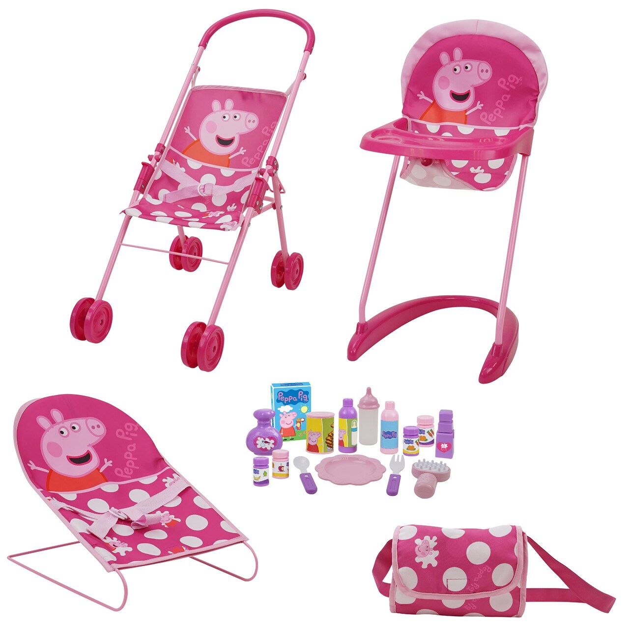 Peppa Pig: 19 Piece Doll Sleep N' Play Set - Pink & White Dots Pretend Play For Kids Ages 3+